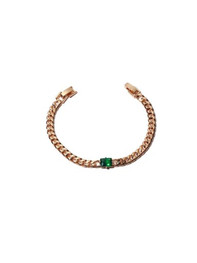 Green zirconium Bracelet Brass Cubic Zirconia Geometric Hip Hop Necklace