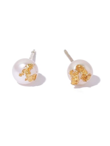 Brass Freshwater Pearl Geometric Cute Stud Earring