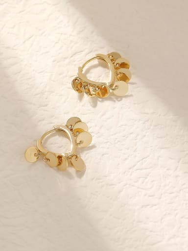 14k Gold Brass Hollow Heart Vintage Huggie Trend Korean Fashion Earring