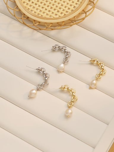 Copper Imitation Pearl Geometric Minimalist Drop Trend Korean Fashion Earring