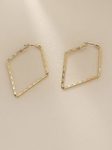 14k Gold Brass Hollow Geometric Minimalist Huggie Trend Korean Fashion Earring