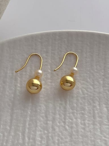 Q266 Gold Brass Imitation Pearl Geometric Trend Stud Earring