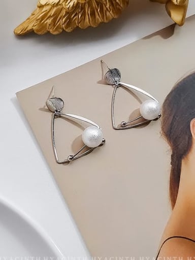Copper Imitation Pearl Triangle Minimalist Drop Trend Korean Fashion Earring