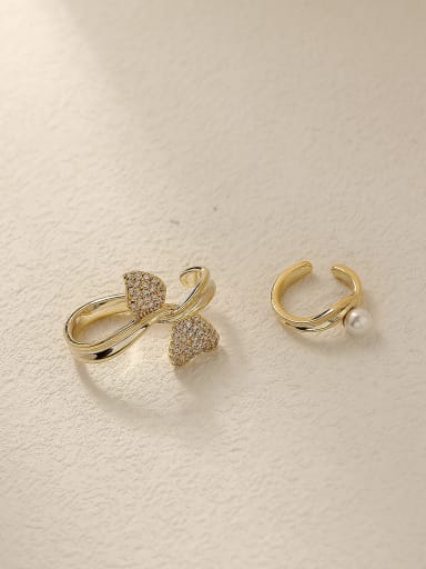 Brass Cubic Zirconia Asymmetry Flower Vintage Clip Trend Korean Fashion Earring