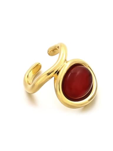Red agate (sold separately) Brass Natural Color Treasure Topaz Irregular Vintage Single Earring