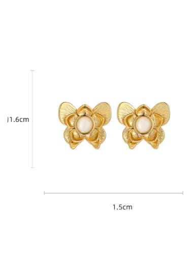 Earnail pair Brass Shell Butterfly Vintage Stud Earring