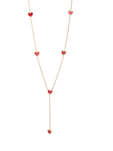 Option 2 Brass Enamel Heart Minimalist Tassel Necklace