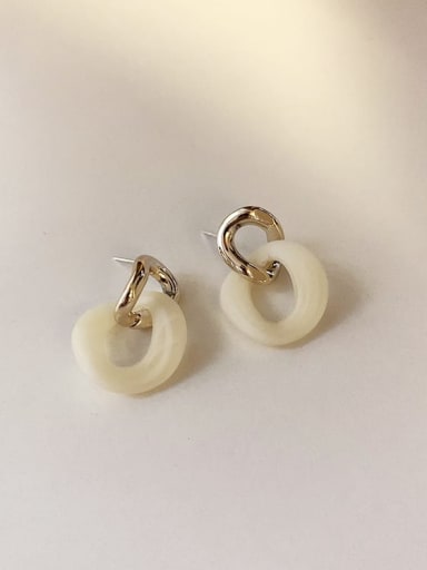 Beige resin frosted earring steel needle Alloy Resin Geometric Vintage Stud Earring