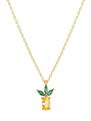 pineapple Brass Cubic Zirconia Friut Minimalist Necklace