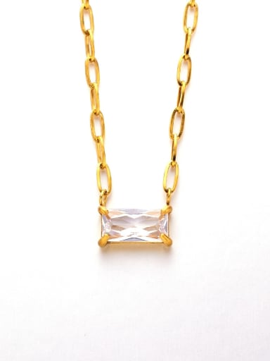 Golden+ white Titanium Steel Cubic Zirconia Geometric Minimalist Necklace