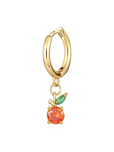 orange Brass Cubic Zirconia Multi Color Friut Cute Huggie Earring