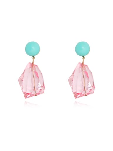 Copper Crystal Geometric Dainty Drop Trend Korean Fashion Earring