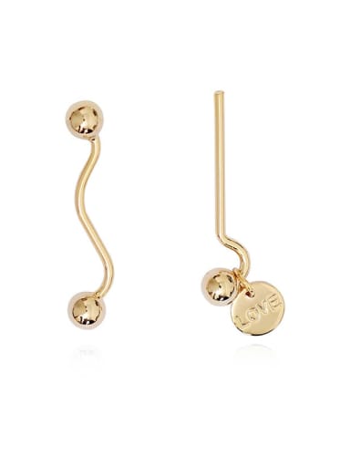 Copper Bead Letter Minimalist Drop Trend Korean Fashion Earring