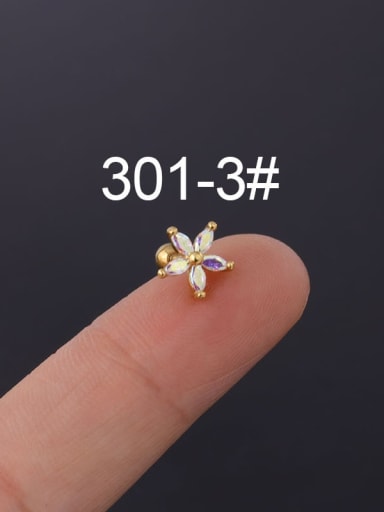 3( Single) Brass Cubic Zirconia Flower Cute Single Earring