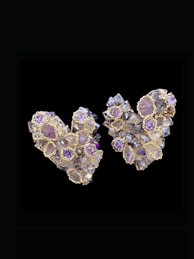 Zinc Alloy Natural Stone Heart Luxury Cluster Earring