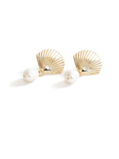 Brass Imitation Pearl Irregular Vintage Drop Earring