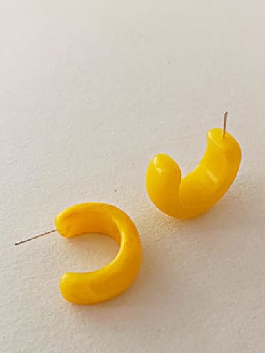 yellow Alloy Resin Geometric Vintage semicircle C Stud Earring