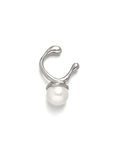 Imitation pearls (sold separately) Brass Imitation Pearl Geometric Hip Hop Single Earring