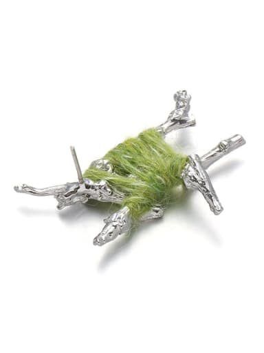 Green yarn (sold individually) Brass Tree Minimalist Single Earring