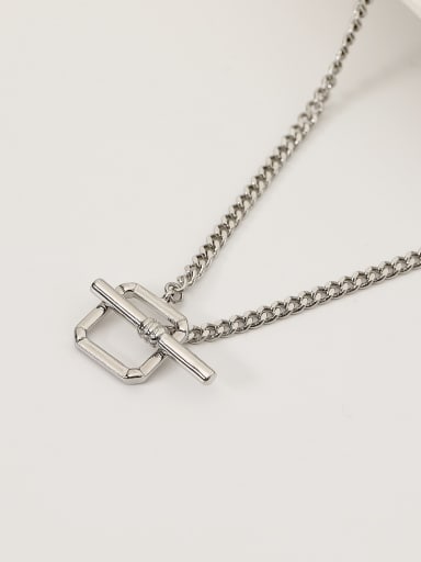 White K Brass Hollow Geometric Minimalist Trend Korean Fashion Necklace