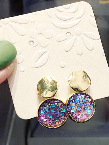 Mixed Metal Crystal Multi Color Round Trend Drop Earring