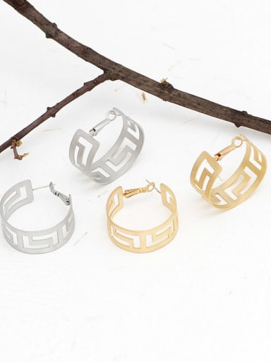Copper Hollow Geometric Minimalist Huggie Trend Korean Fashion Earring