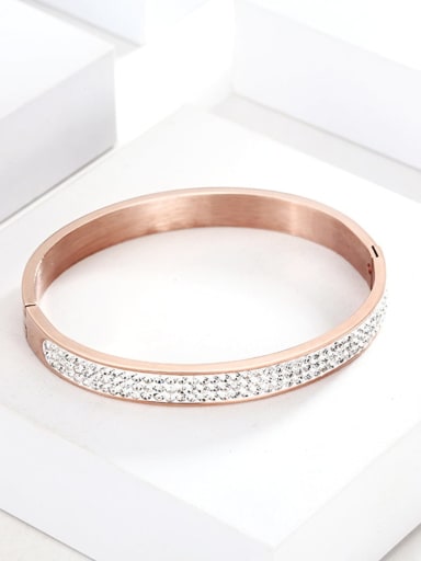 Titanium Steel Cubic Zirconia Geometric Minimalist Band Bangle