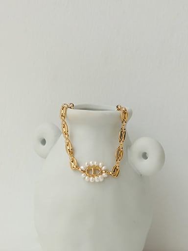custom Brass Freshwater Pearl Flower Minimalist Bracelet