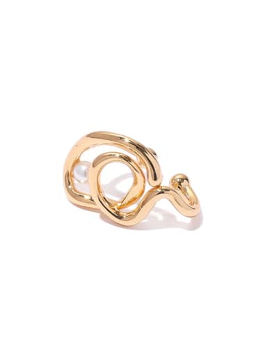 Brass Imitation Pearl Geometric Trend Single Earring(Single-Only One)
