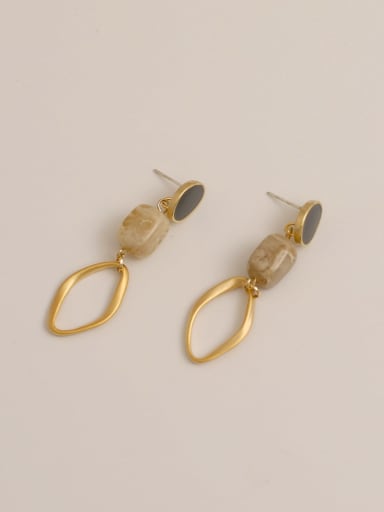 Brass Enamel Geometric Vintage Drop Trend Korean Fashion Earring