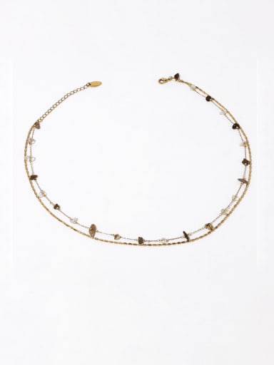 colour Brass Natural Stone Irregular Vintage Multi Strand Necklace