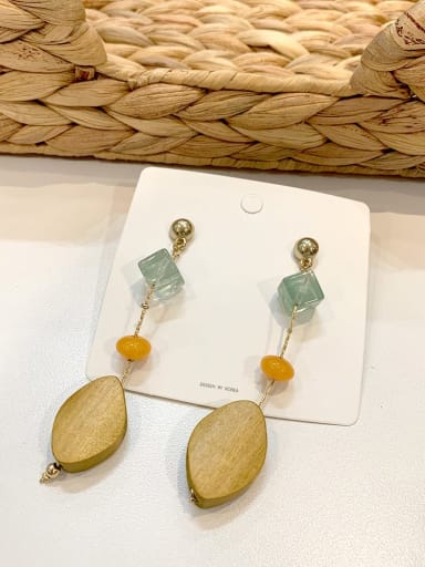Yellow Wood Earrings color resin Alloy Resin Tassel Vintage wood color matching Drop Earring/Multi-Color Optional