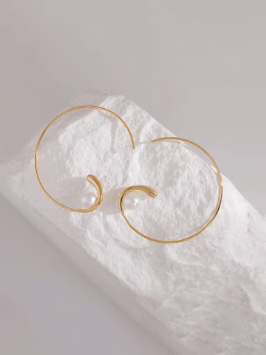 14k gold Brass Imitation Pearl Geometric Minimalist Hook Earring