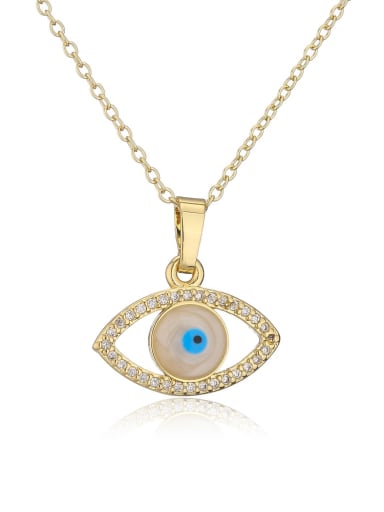 21892 Brass Cubic Zirconia Enamel Evil Eye Vintage Necklace