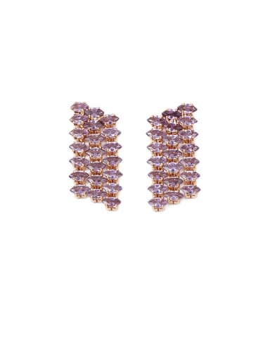 Purple zircon (left and right) Brass Cubic Zirconia Tassel Minimalist Drop Earring