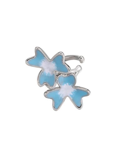 sky blue Brass Enamel Flower Bohemia Stud Earring