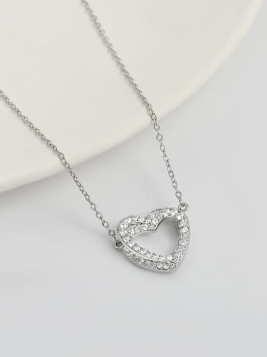 platinum xl63935 Brass Cubic Zirconia Heart Minimalist Necklace