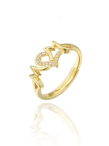 10841 Brass Cubic Zirconia Heart Vintage Band Ring