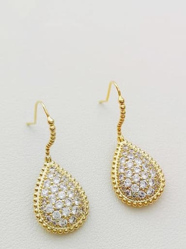 14K  gold Copper Cubic Zirconia Water Drop Dainty Drop Trend Korean Fashion Earring