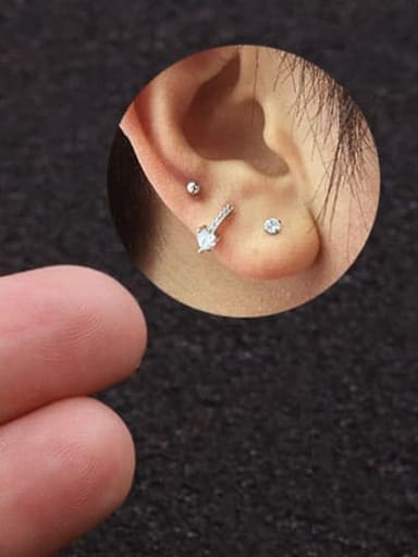 Star (Single) Brass Cubic Zirconia Heart Cute Huggie Earring