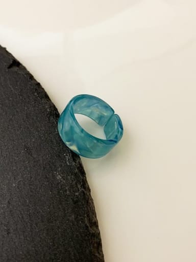 Lake blue opening halo dyed acrylic ring Resin Geometric Vintage Band Ring