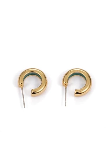 Brass Enamel Irregular Minimalist Stud Earring