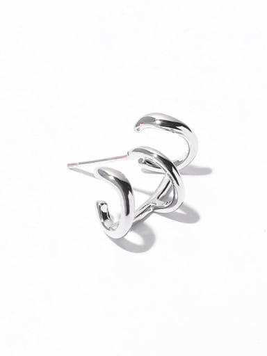 steel (Single -Only One) Brass Cubic Zirconia Geometric Minimalist Single Earring(Single -Only One)