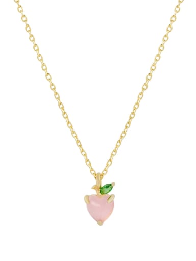 honey peach Brass Cubic Zirconia Friut Minimalist Necklace