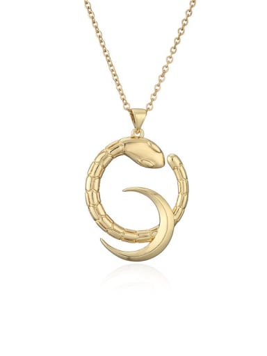 20552 Brass Vintage Snake Pendant Necklace