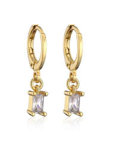 40875 Brass Cubic Zirconia Geometric Trend Huggie Earring