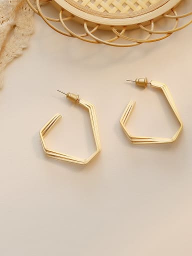Dumb gold Copper Smooth  Triangle Minimalist Stud Trend Korean Fashion Earring