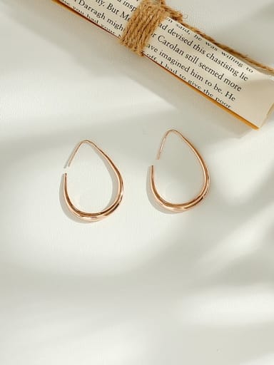 rose gold Copper smooth Geometric Minimalist Hook Trend Korean Fashion Earring