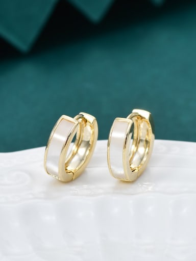 Gold ed65341 Brass Shell Round Trend Hoop Earring