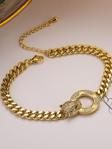 31528 Brass Cubic Zirconia Leopard Trend Bracelet